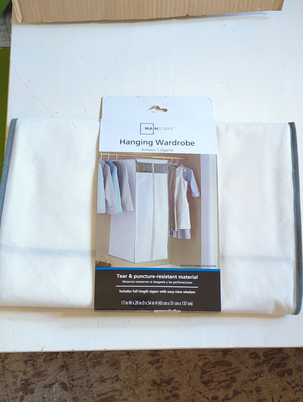 Mainstays Hanging Wardrobe Tear & Puncture-Resistant White Wardrobe NWT